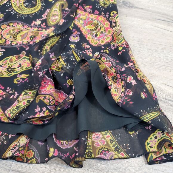 Dana Buchman Y2K Floral Silk Skirt 12 Midi Flowy Whimsigoth Fairy Grunge - Picture 5 of 10